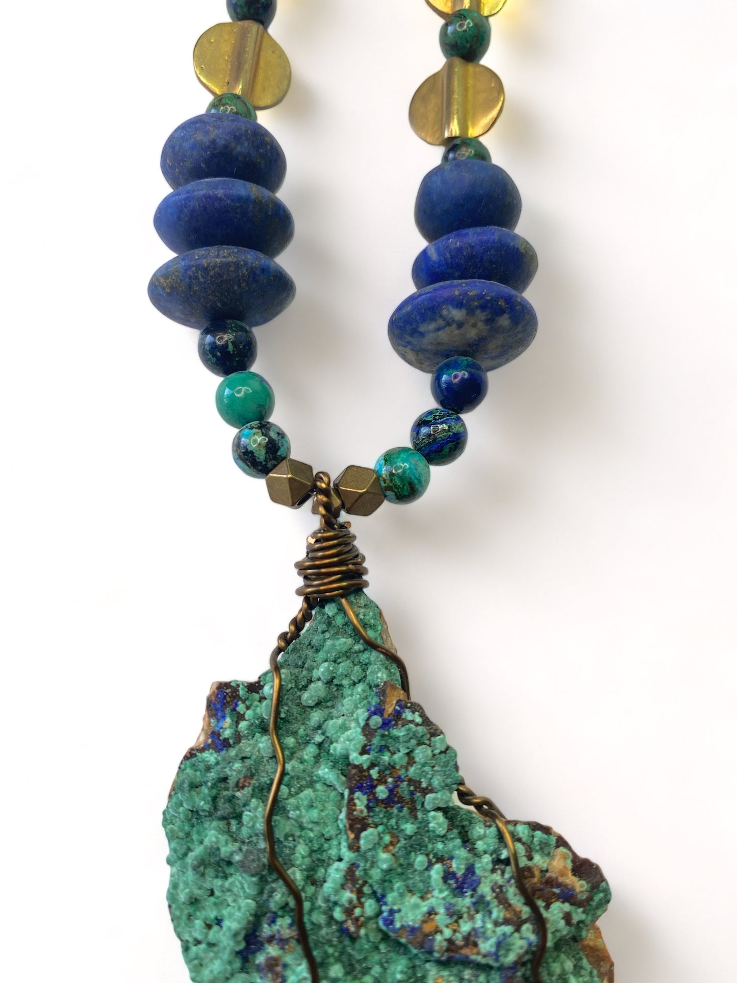 Azurite on Malachite on Lapis