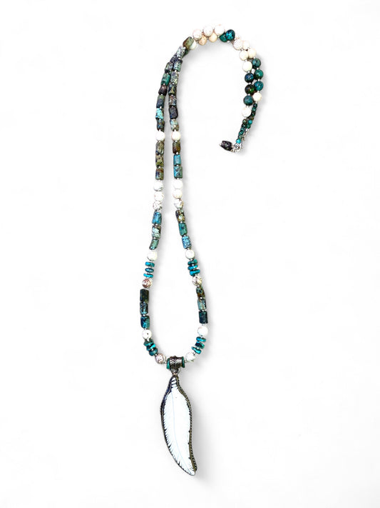 NEW!! Bone Feather on Turquoise