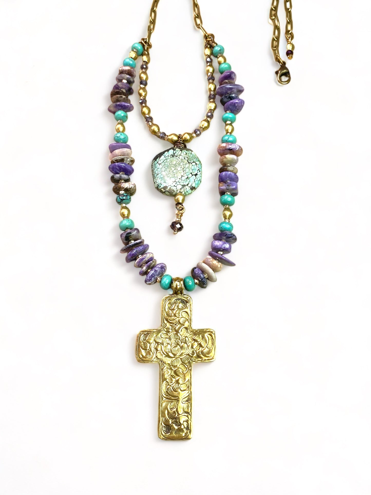 Bone Cross on Charoite