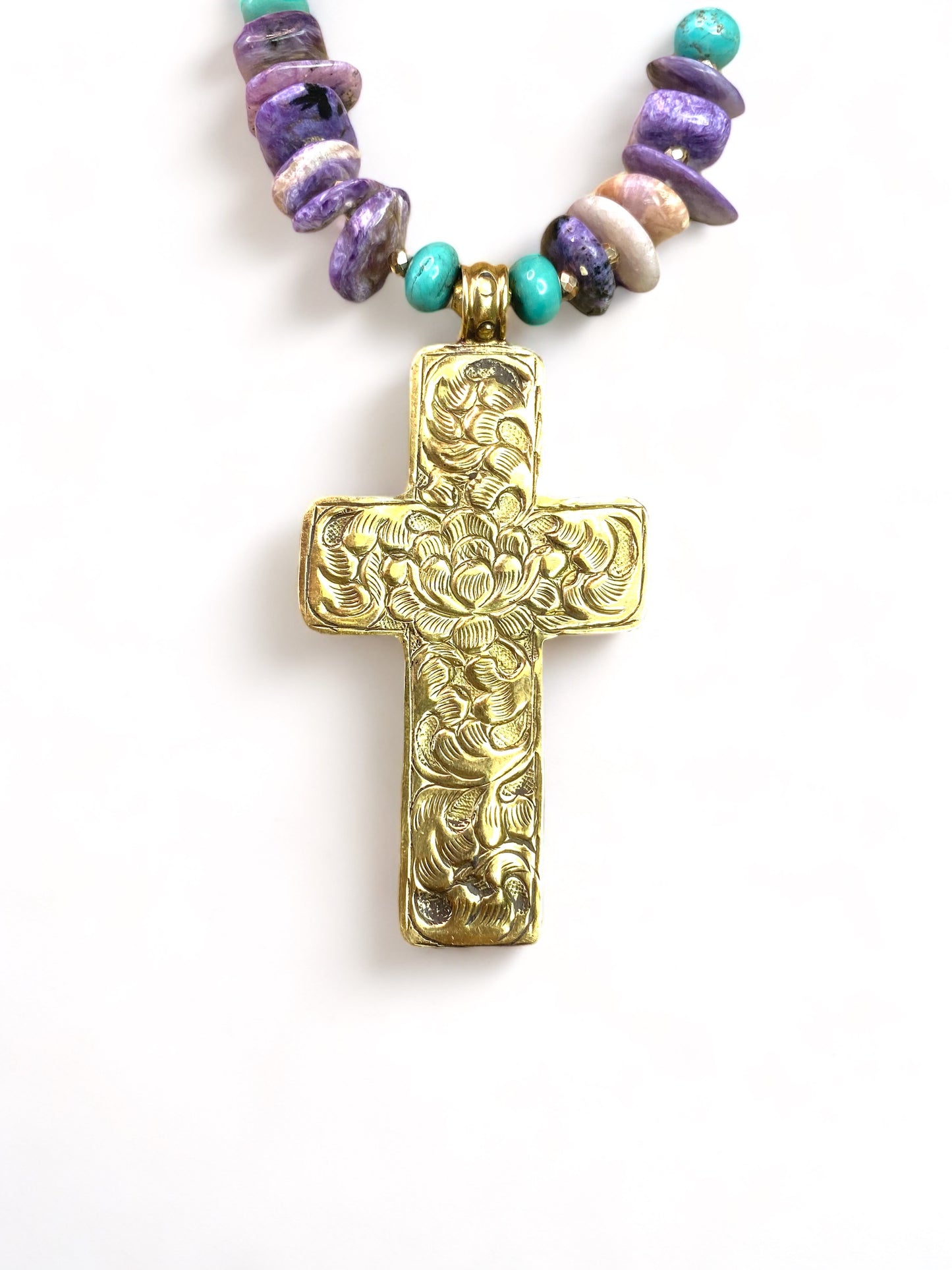 Bone Cross on Charoite