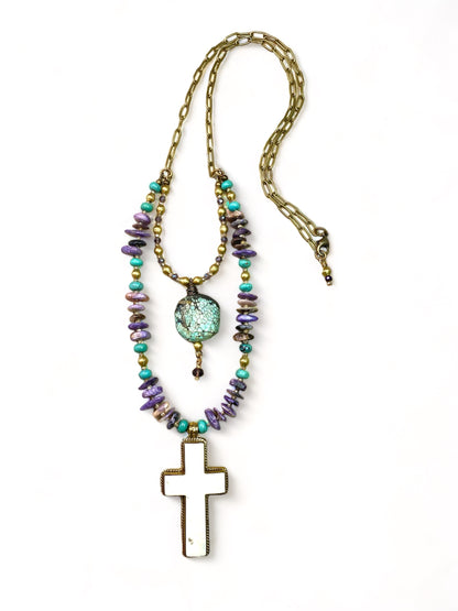 Bone Cross on Charoite