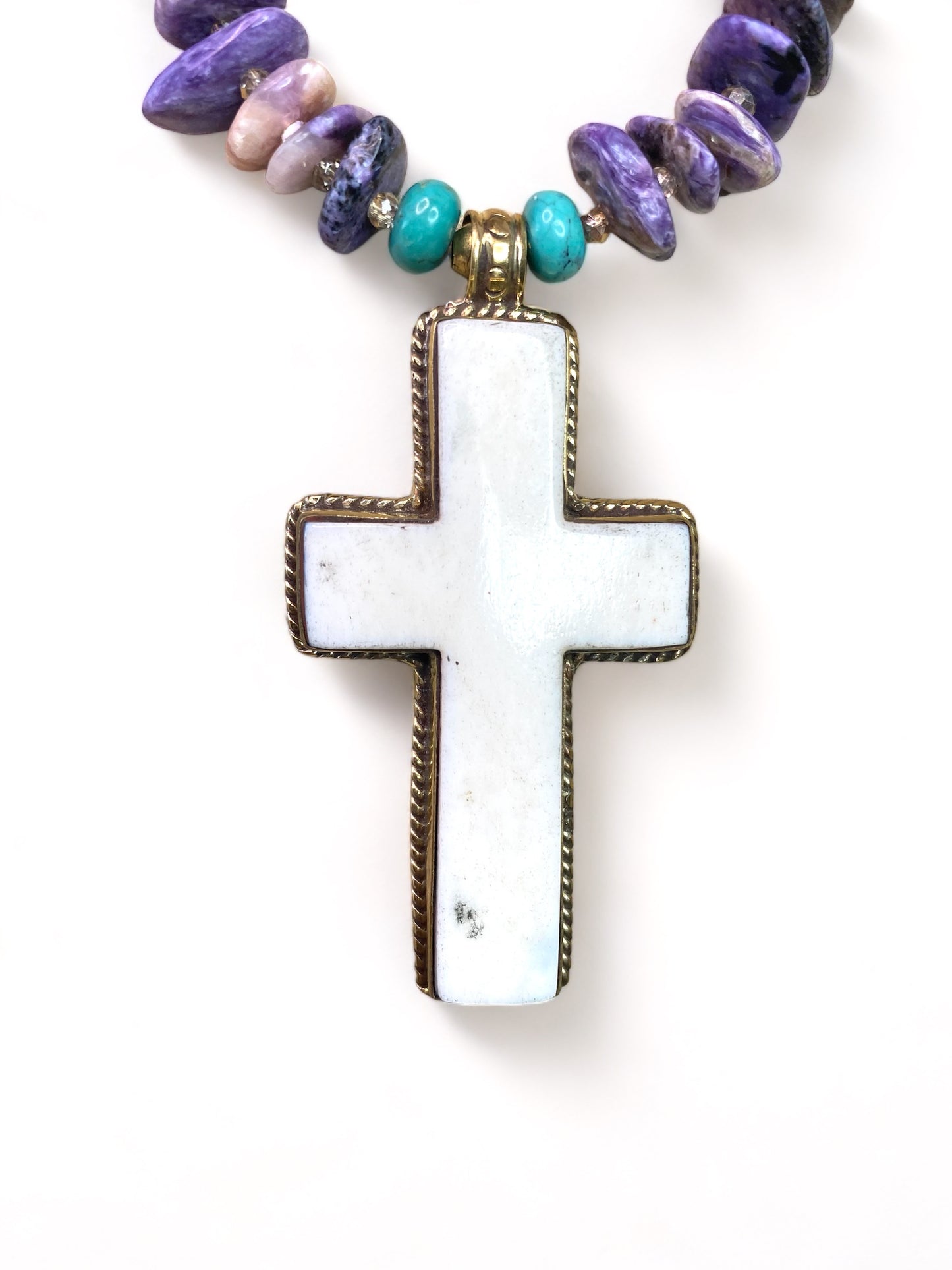 Bone Cross on Charoite