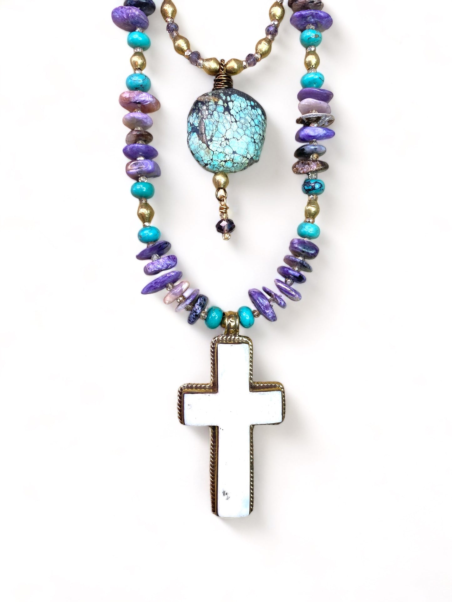 Bone Cross on Charoite