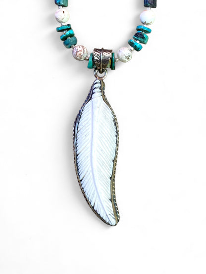 NEW!! Bone Feather on Turquoise