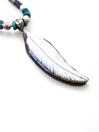 NEW!! Bone Feather on Turquoise