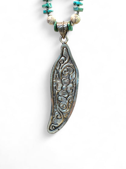 NEW!! Bone Feather on Turquoise