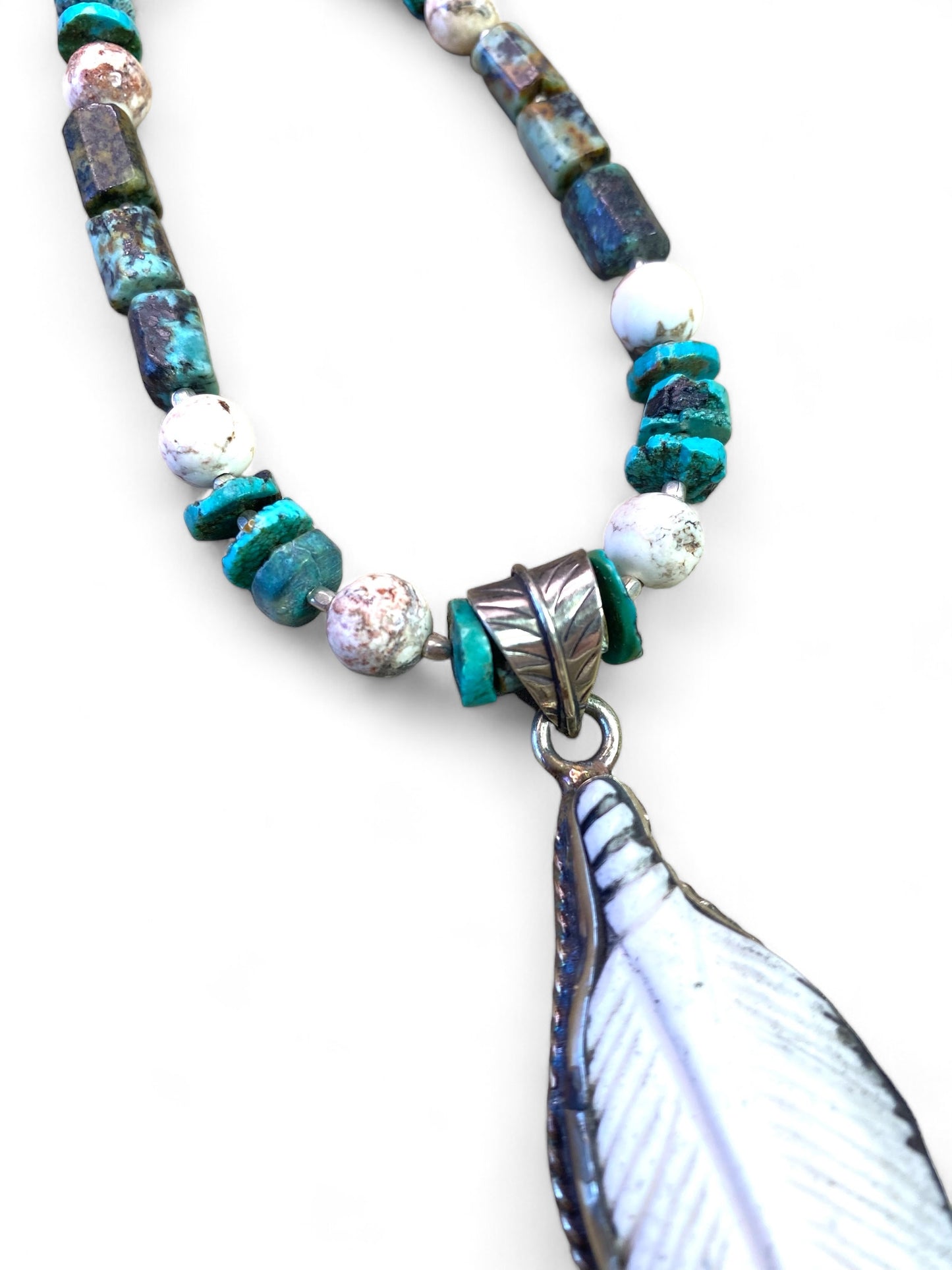 NEW!! Bone Feather on Turquoise