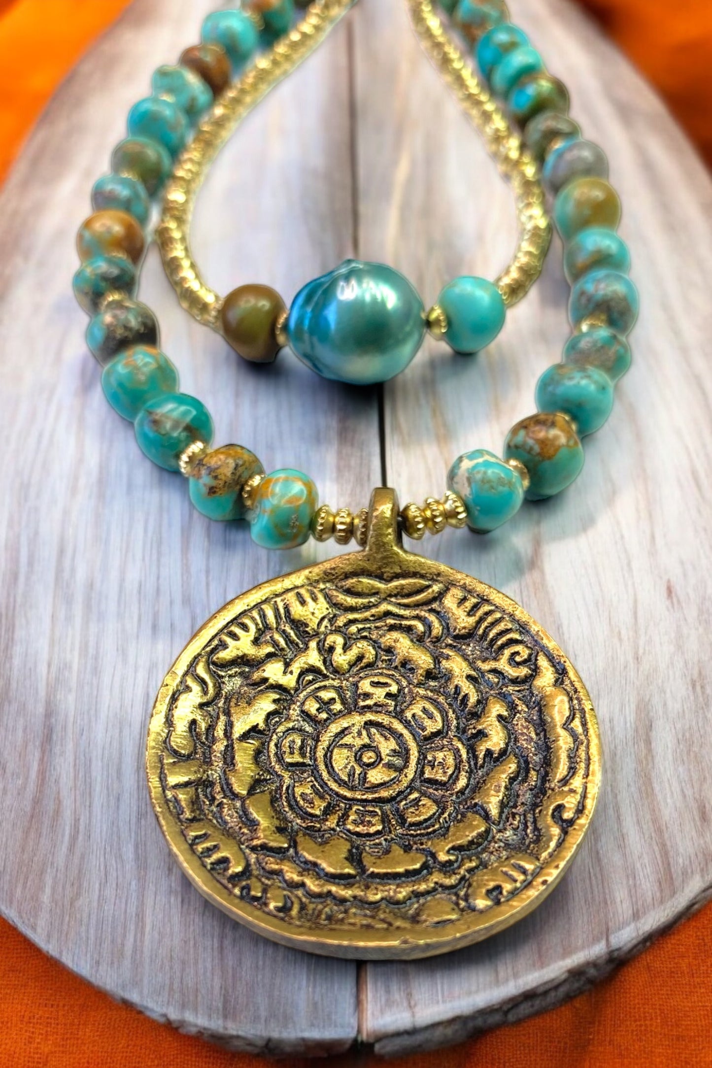 Brass on Turquoise