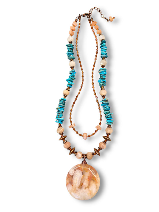 Cherry Flower on Turquoise