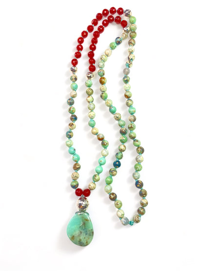 Chrysocolla on Fire Mala