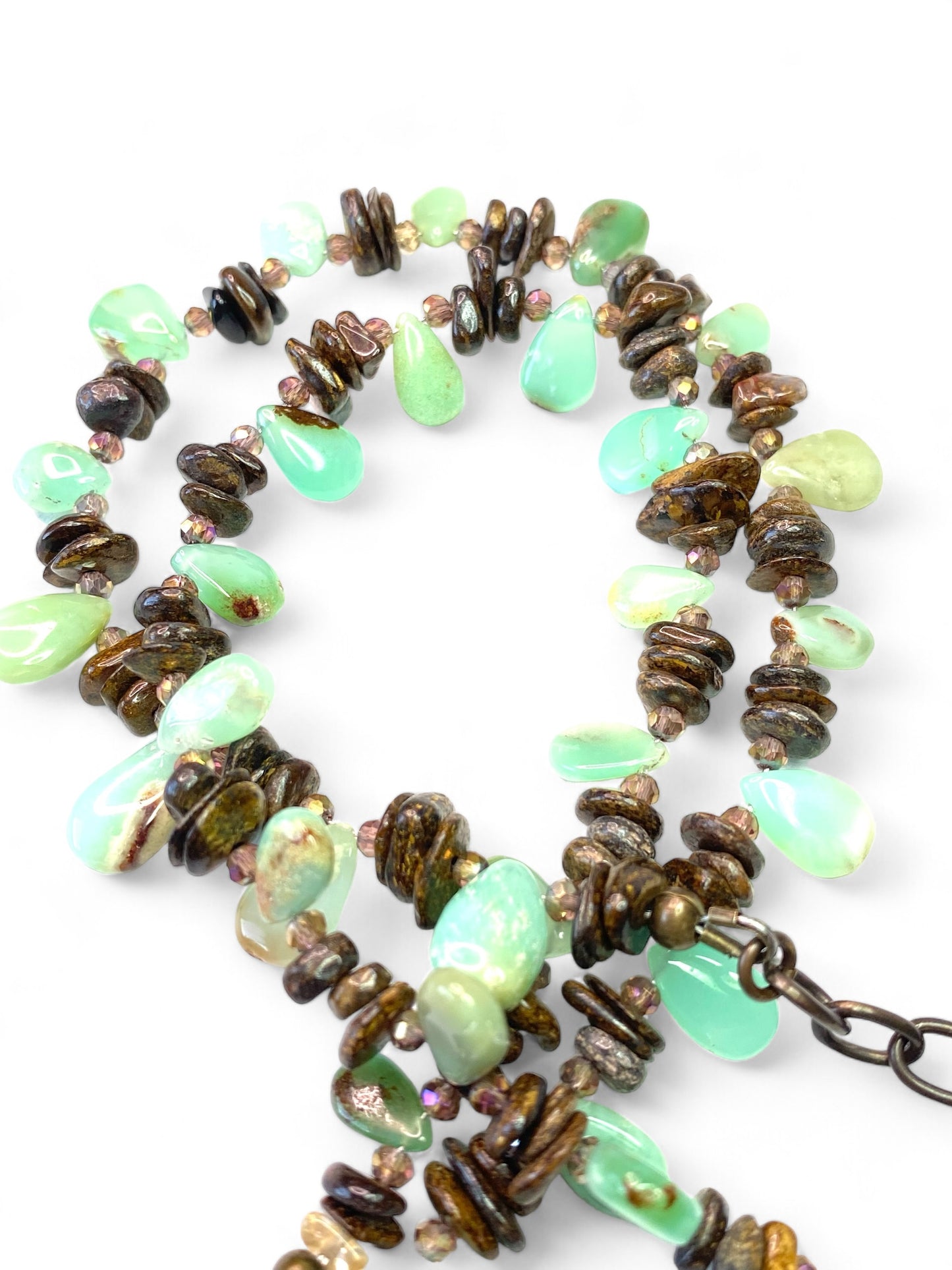 Chrysoprase on Bronzite