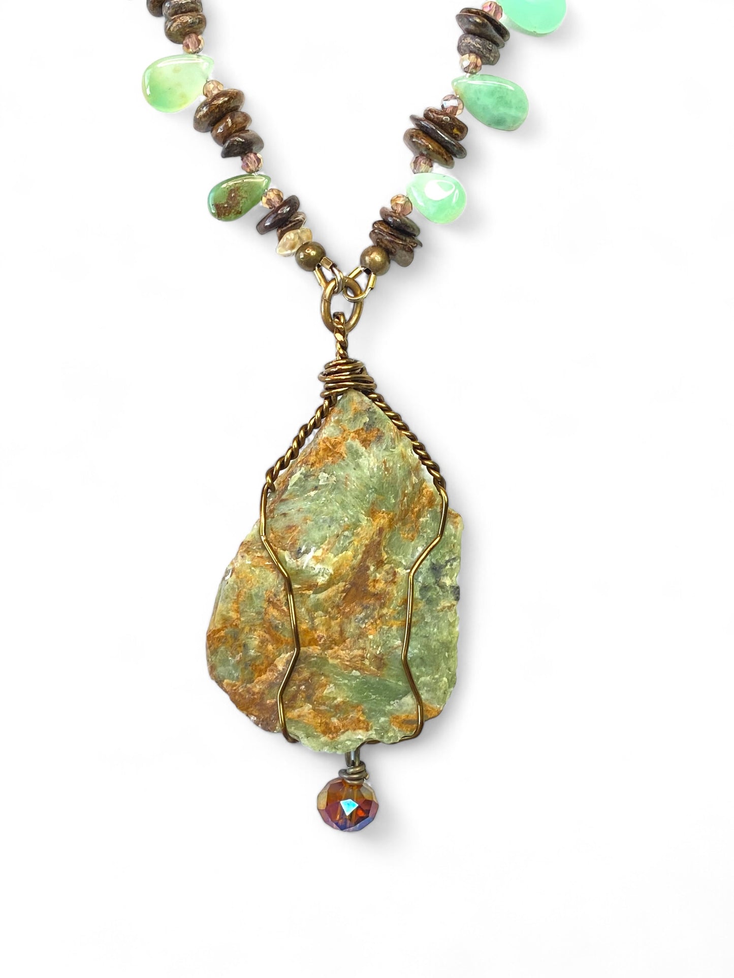 Chrysoprase on Bronzite