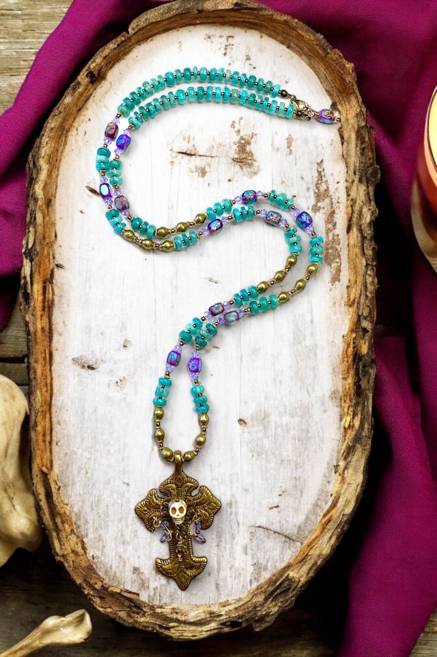 Día de Muertos on Peruvian Amazonite