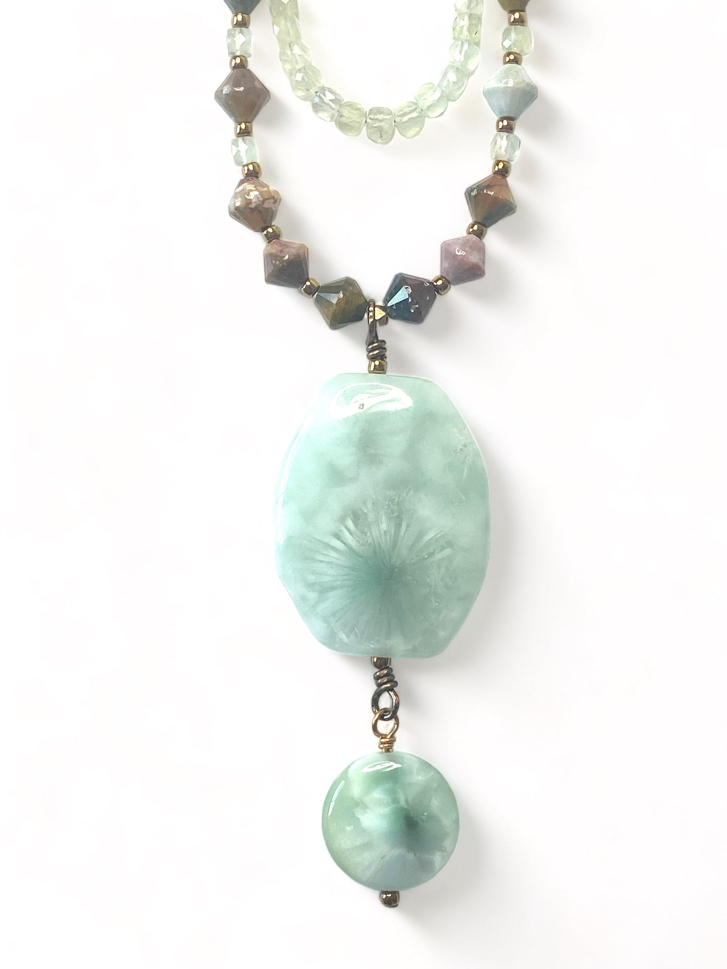 Green Angelite on Ocean Jasper