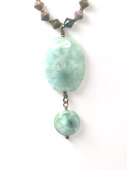 Green Angelite on Ocean Jasper