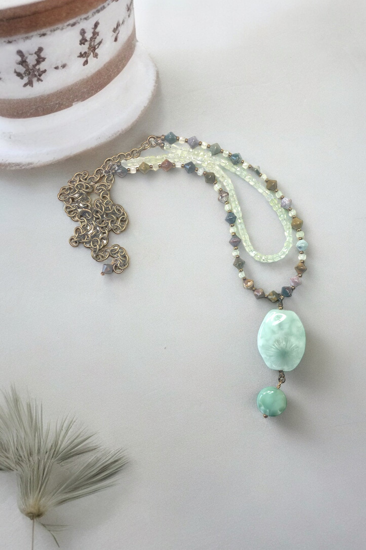 Green Angelite on Ocean Jasper