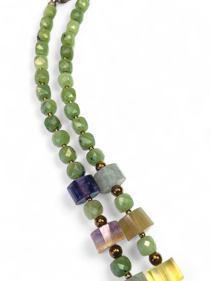 NEW!! Green Opal & Fluorite Strand