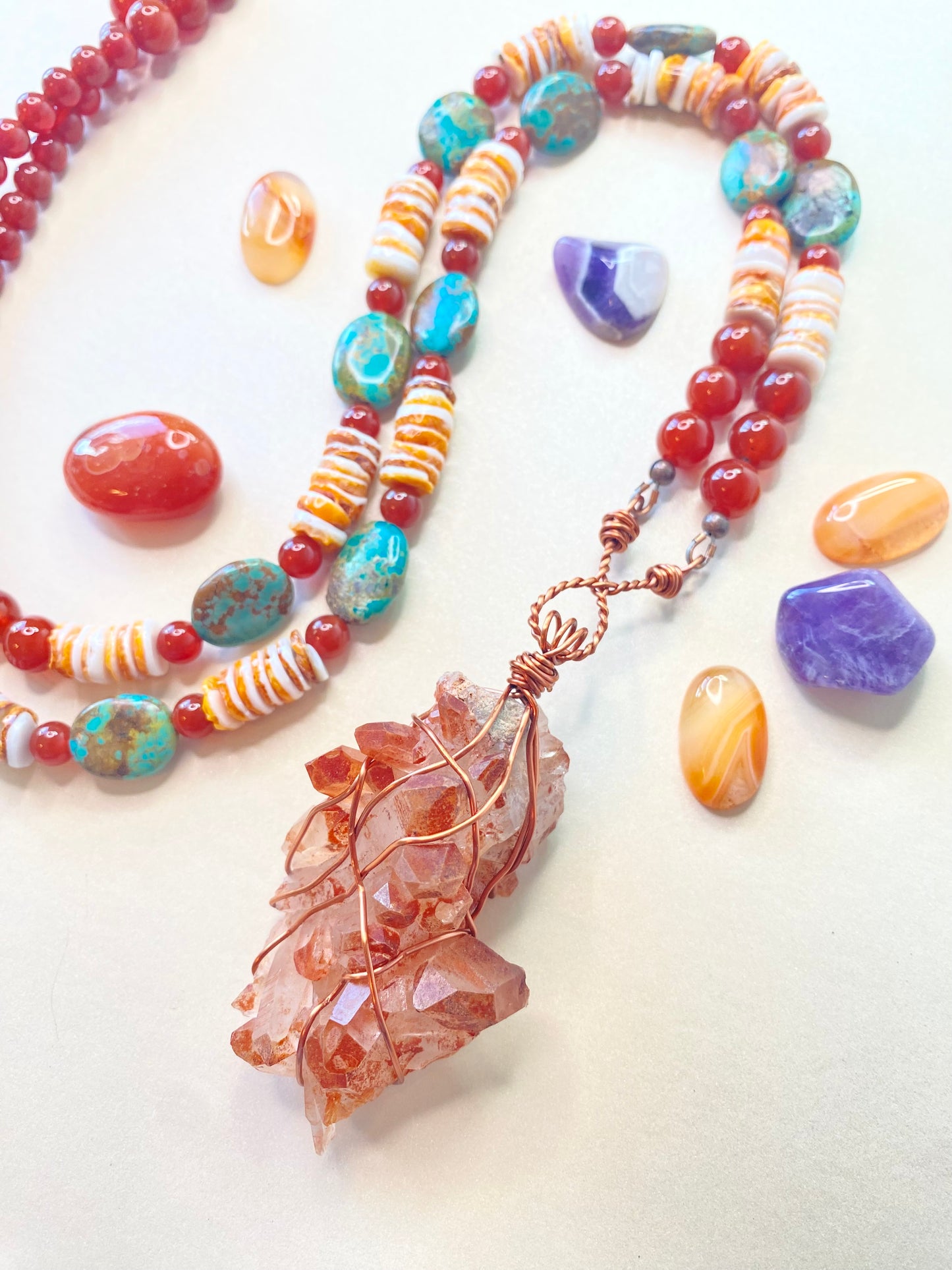 Tangerine Quartz on Carnelian