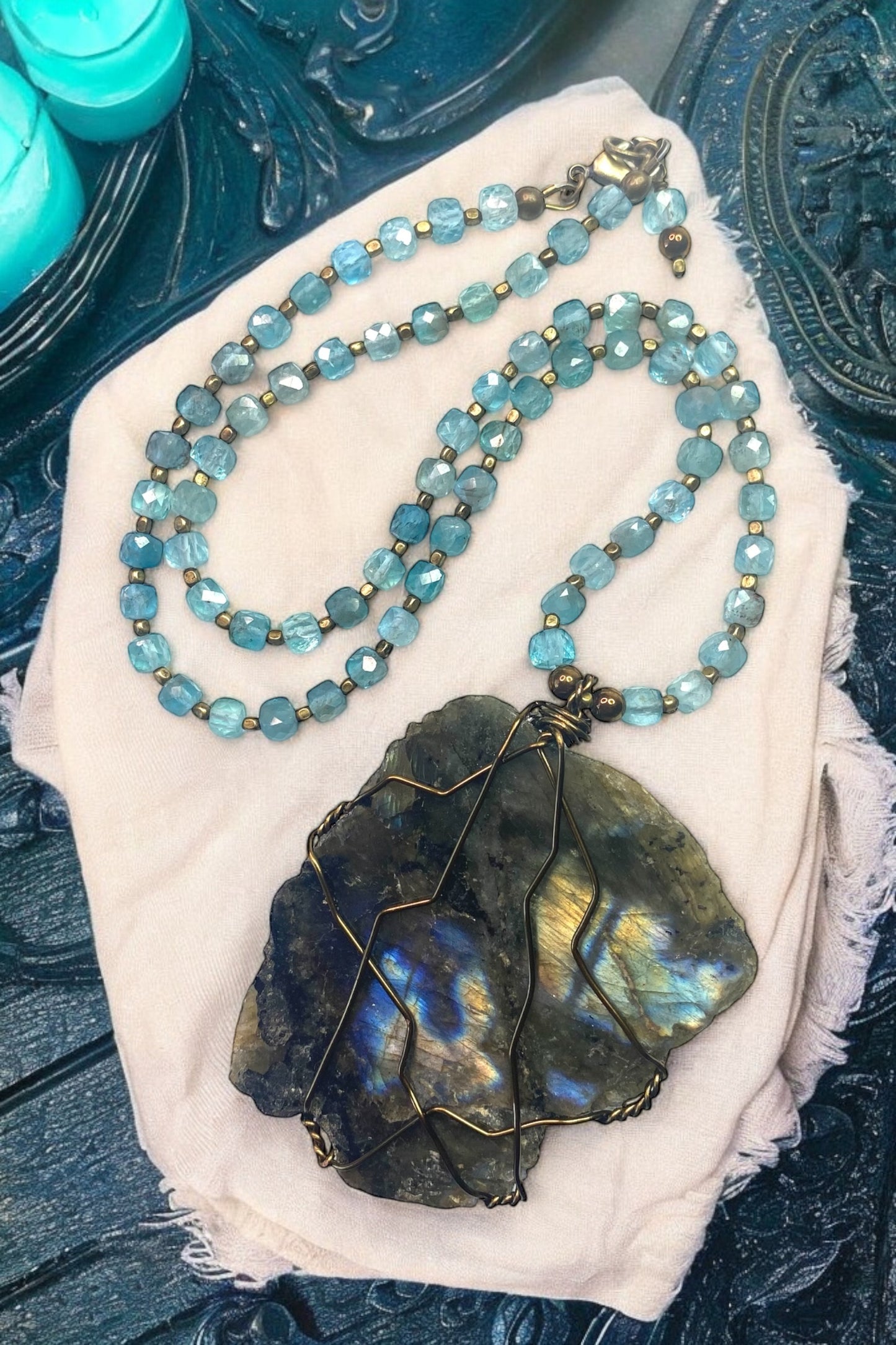 NEW!! Labradorite on Apatite