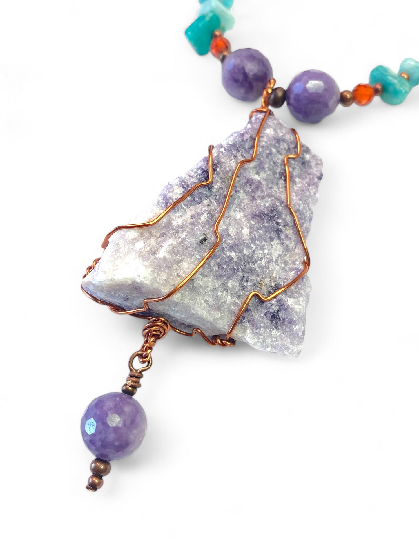 NEW!! Lepidolite on Amazonite