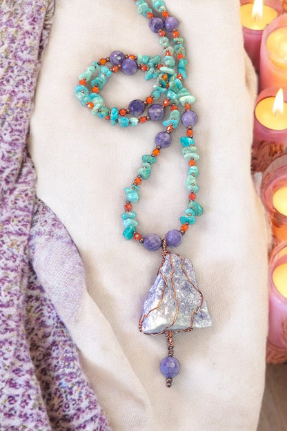 NEW!! Lepidolite on Amazonite