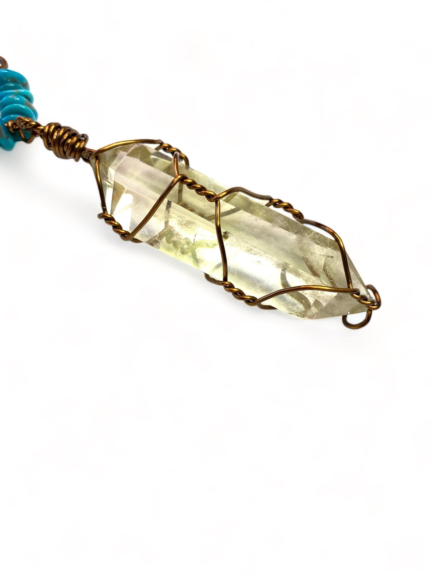 Citrine Point on Labradorite