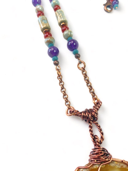 Agate Slice on Confetti Chain