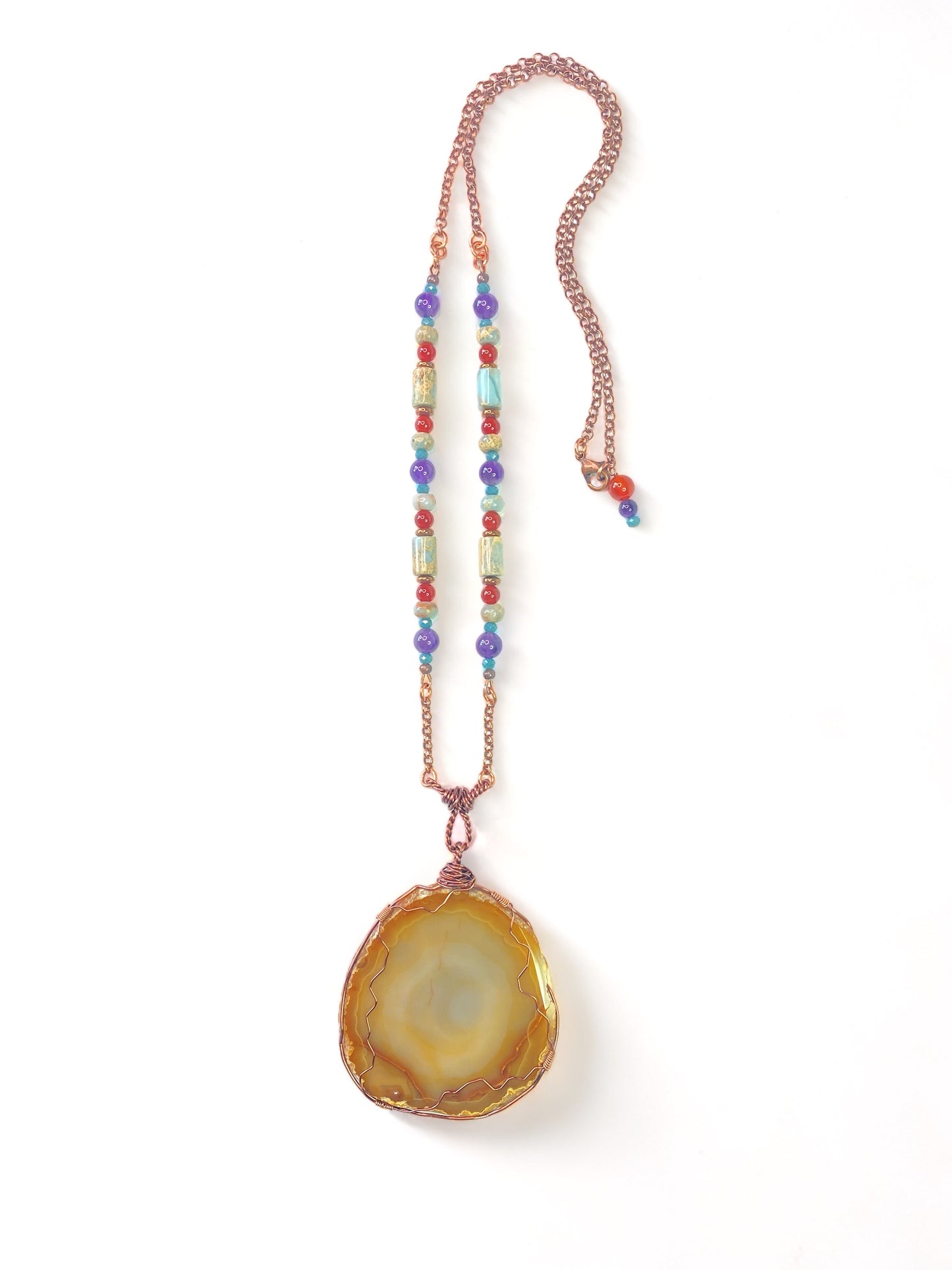 Agate Slice on Confetti Chain