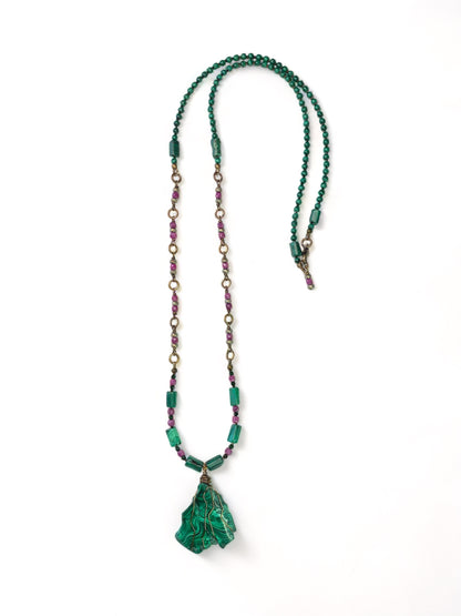 Malachite on Rubies