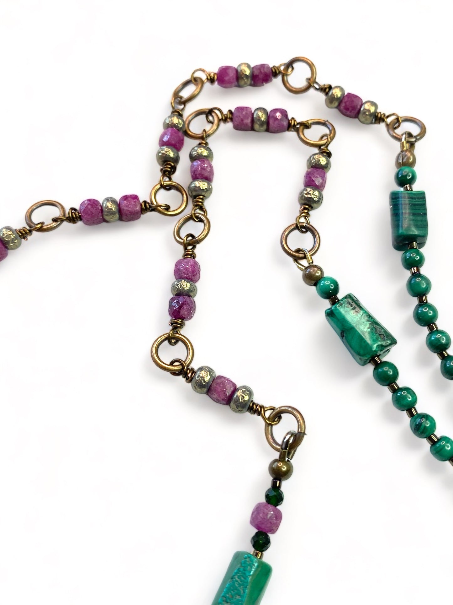 Malachite on Rubies