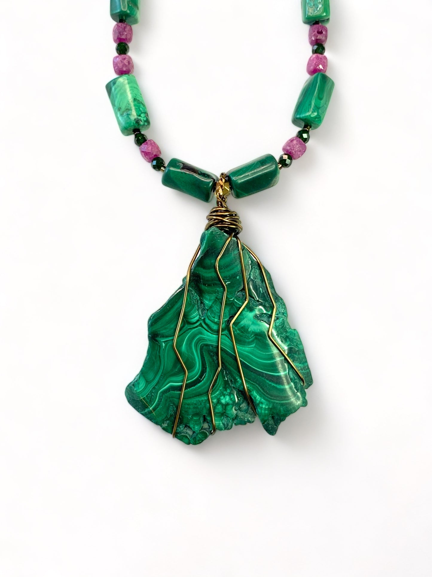 Malachite on Rubies