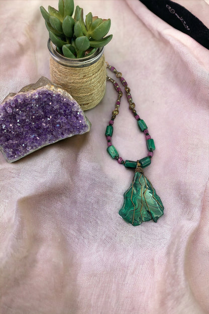 Malachite on Rubies