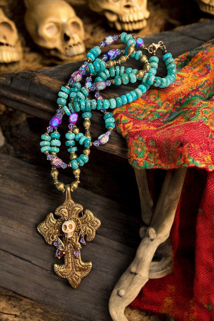 Día de Muertos on Peruvian Amazonite