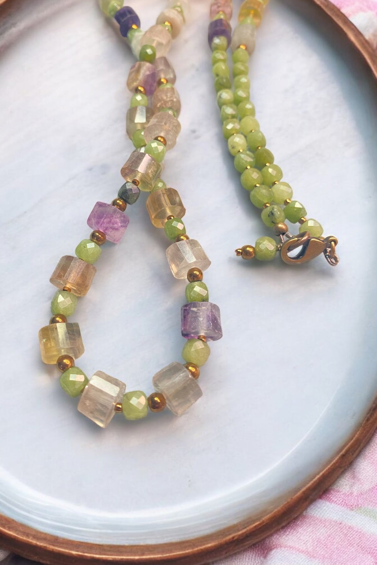 NEW!! Green Opal & Fluorite Strand