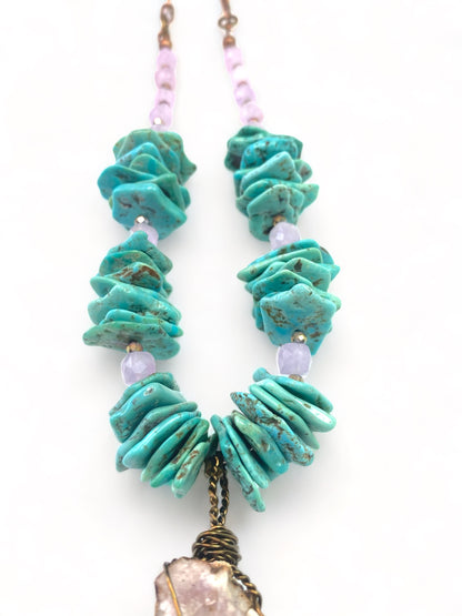 Pink Amethyst on Turquoise