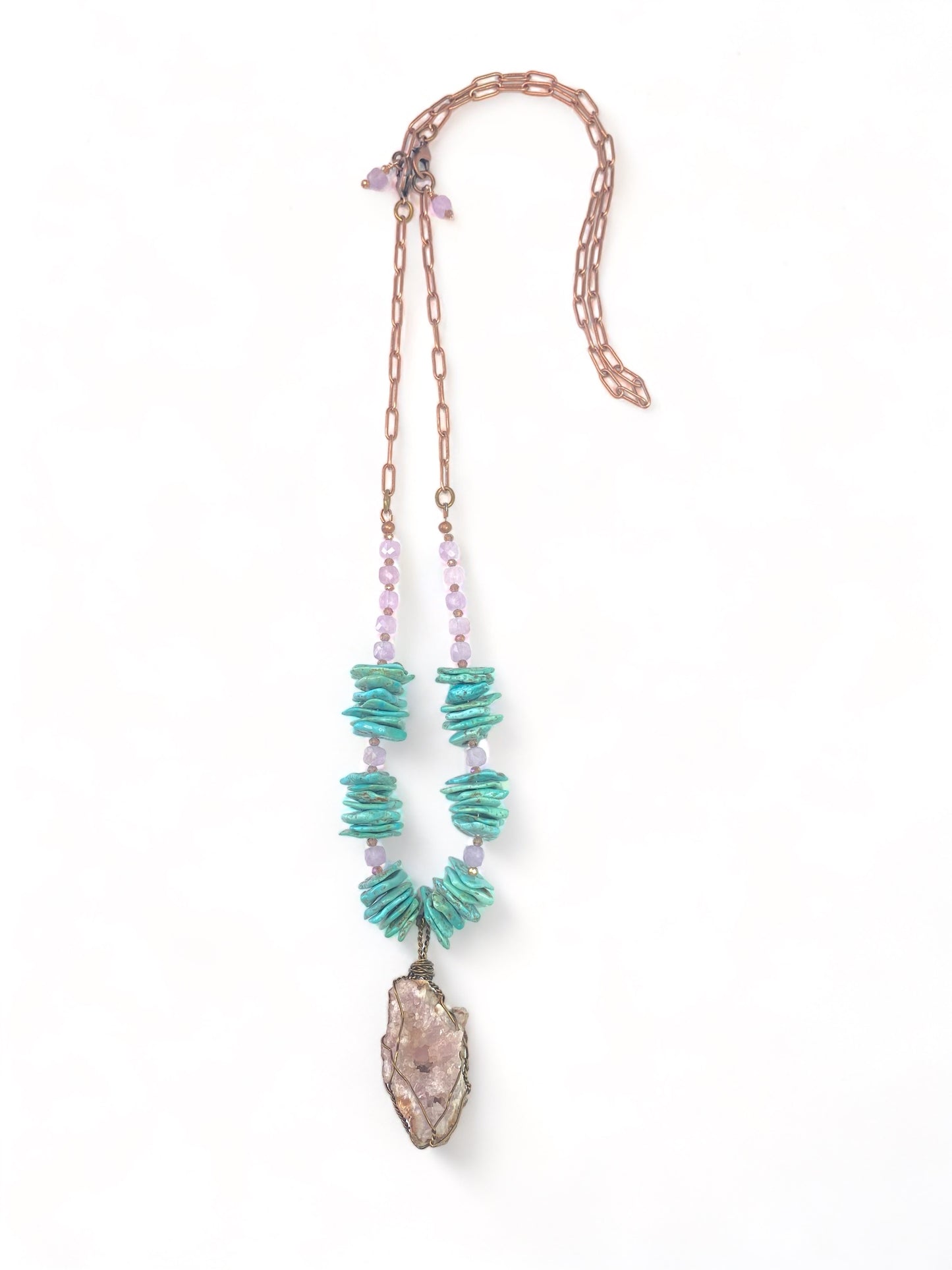 Pink Amethyst on Turquoise