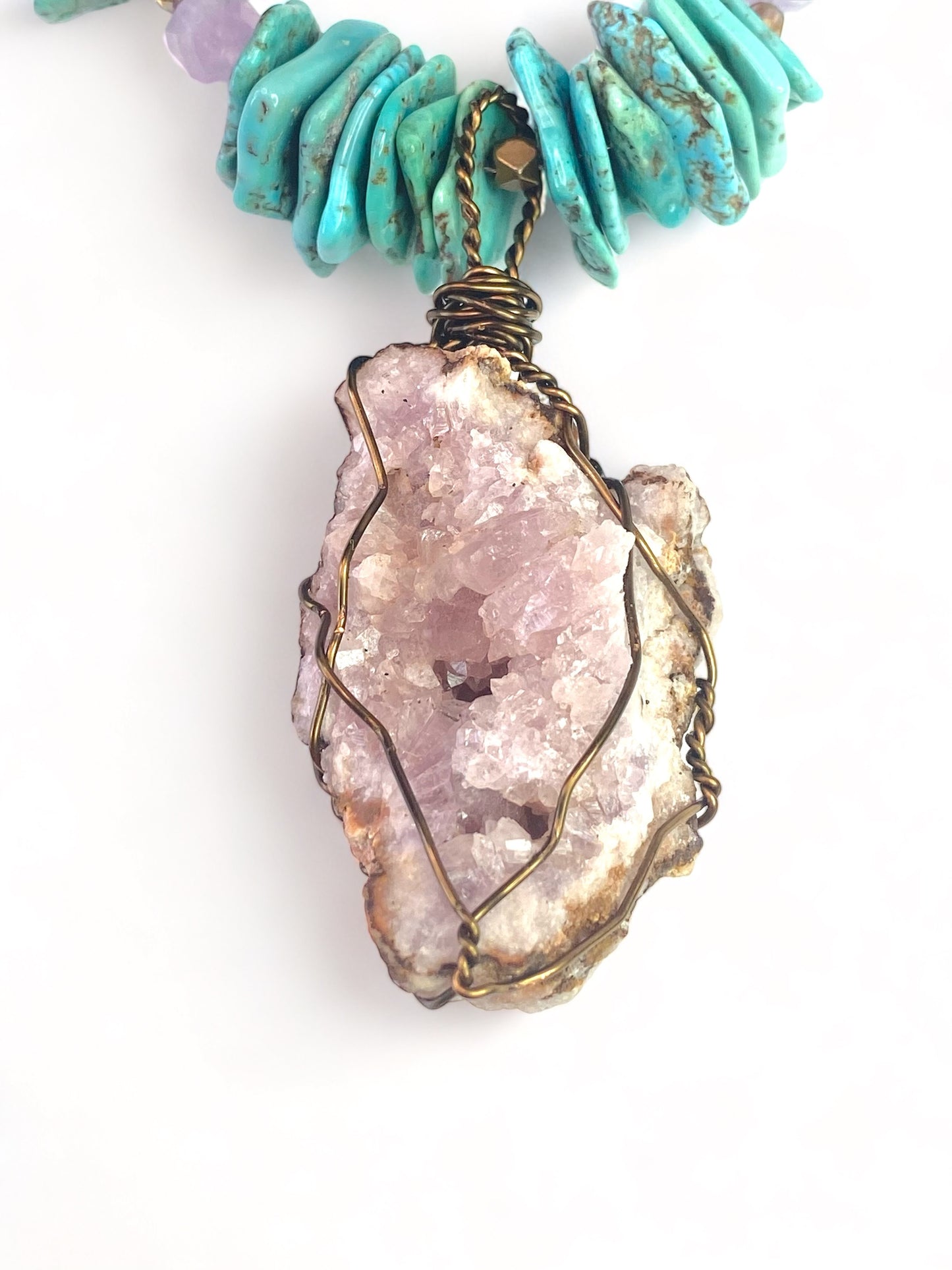 Pink Amethyst on Turquoise