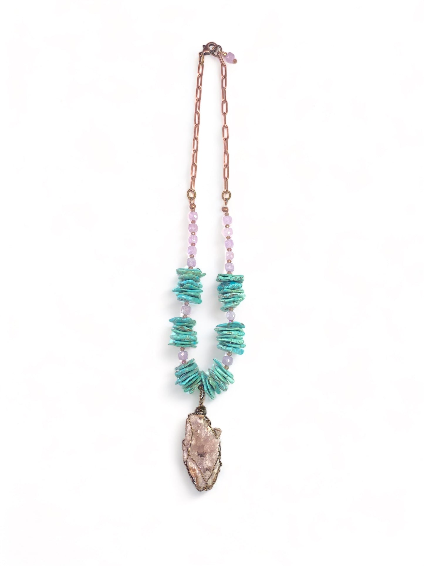 Pink Amethyst on Turquoise