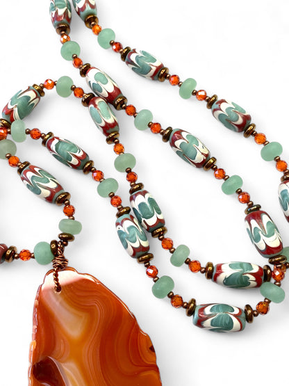 NEW!! Red Agate on Venetian Glass