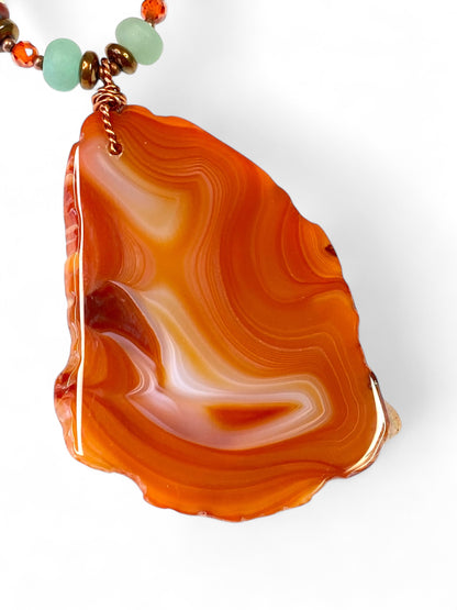 NEW!! Red Agate on Venetian Glass