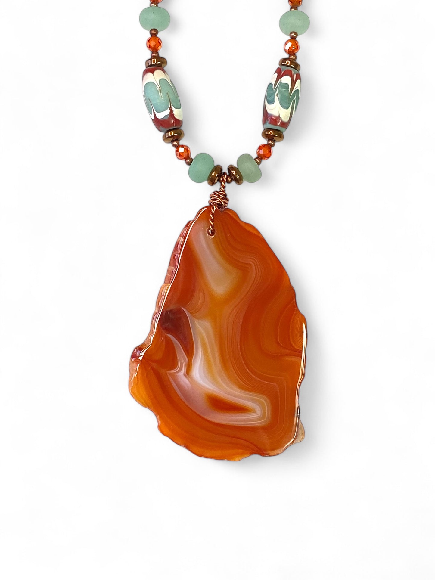 NEW!! Red Agate on Venetian Glass