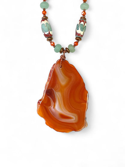 NEW!! Red Agate on Venetian Glass