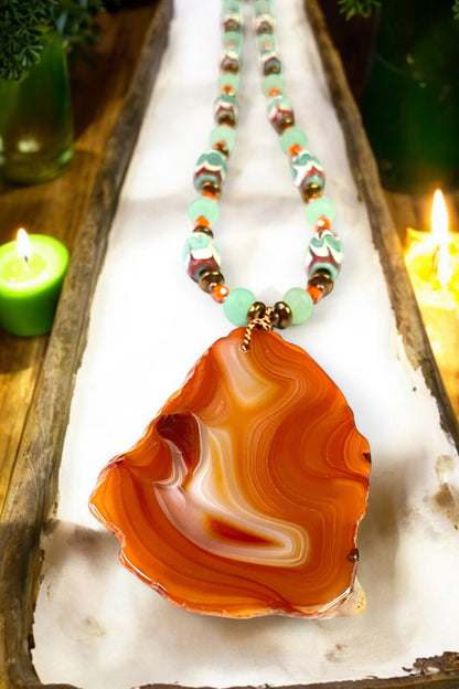 NEW!! Red Agate on Venetian Glass