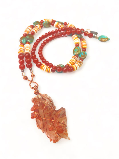 Tangerine Quartz on Carnelian