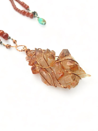 Tangerine Quartz on Carnelian