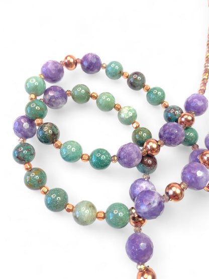 NEW!! Silky Malachite on Lepidolite