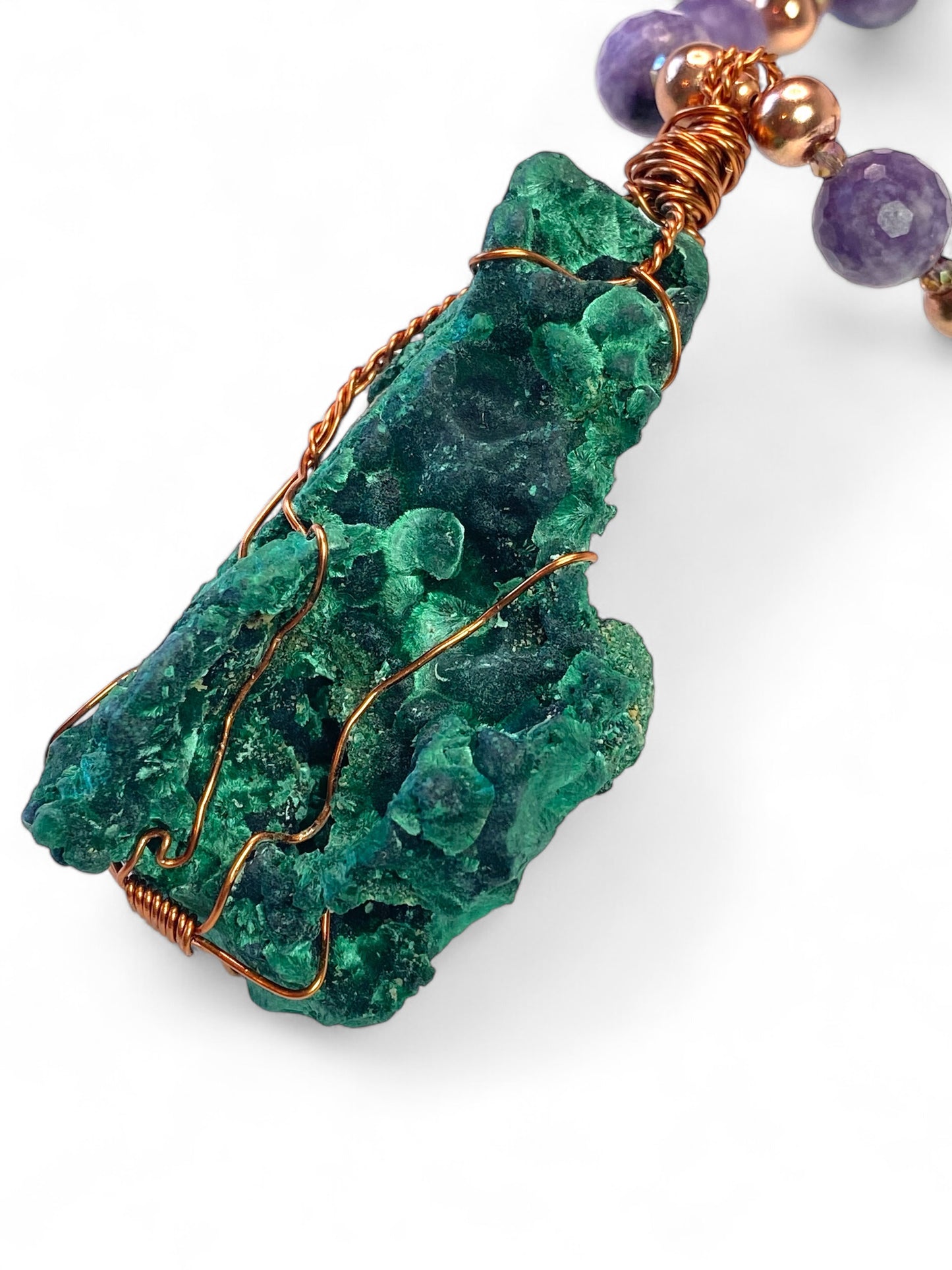 NEW!! Silky Malachite on Lepidolite