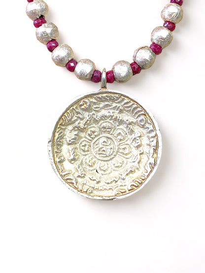 Silver Medallion on Rubies