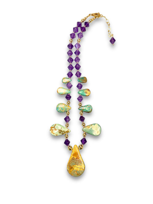 Turquoise Drops on Amethyst