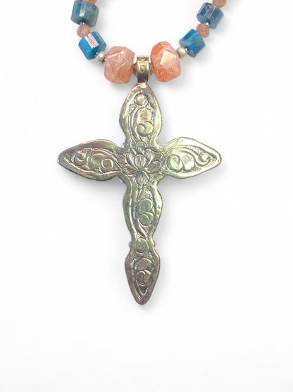 Turquoise Cross On Sunstone